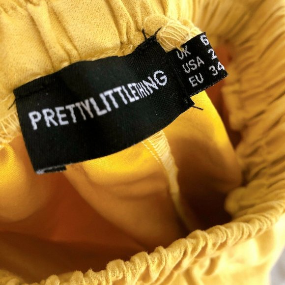 PRETTYLITTLETHING Mustard Yellow Faux Suede Pocket Detail Jacket + Shorts SZ 2 - Picture 16 of 16
